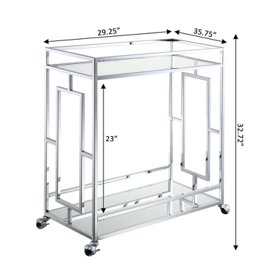 Town Square Bar Cart Clear Glass/Mirror/Chrome - Breighton Home 4 Town Square Bar Cart Clear Glass/Mirror/Chrome - Breighton Home - Image 4