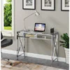 42" Oxford Chrome Desk With Shelf Clear Glass/Chrome - Breighton Home