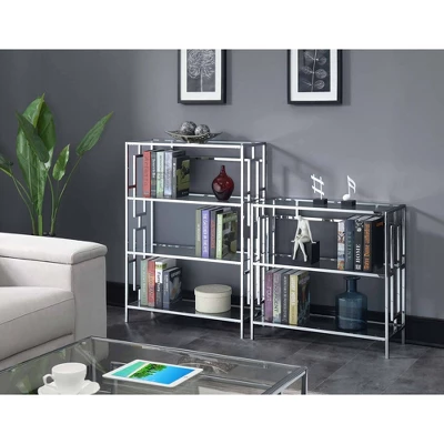30" Town Square Chrome 3 Tier Bookcase Chrome - Breighton Home 4 30" Town Square Chrome 3 Tier Bookcase Chrome - Breighton Home - Image 4