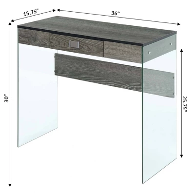 36" SoHo 1 Drawer Glass Desk - Breighton Home 3 36" SoHo 1 Drawer Glass Desk - Breighton Home - Image 3