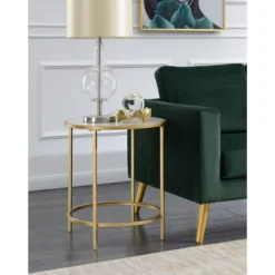 Gold Coast Deluxe Mirrored Round End Table - Johar Furniture -Deals Breighton Home Store GUEST 27f39fce 653b 4561 9597 145374c65000