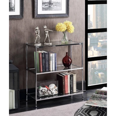 30.25" Royal Crest 3 Tier Bookcase Chrome - Breighton Home 6 30.25" Royal Crest 3 Tier Bookcase Chrome - Breighton Home - Image 6
