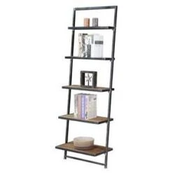 72.25" Laredo 5 Tier Ladder Bookcase/shelf Natural/Antique Black - Breighton Home
