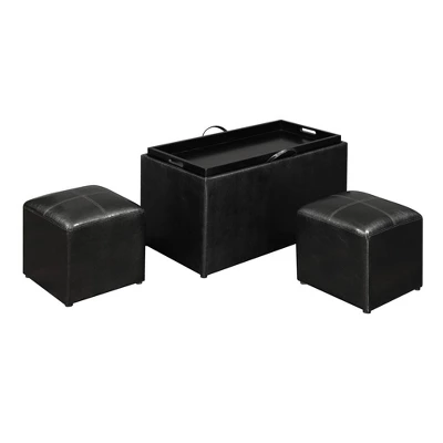 Sheridan Storage Bench W/2 Side Ottomans Black - Breighton Home 6 Sheridan Storage Bench W/2 Side Ottomans Black - Breighton Home - Image 6