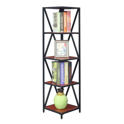 Tucson Metal 5 Tier Corner Bookcase - Johar Furniture 2 Tucson Metal 5 Tier Corner Bookcase - Johar Furniture - Image 2