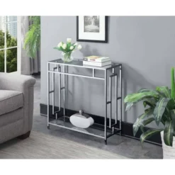 Town Square Chrome Hall Table Chrome - Breighton Home
