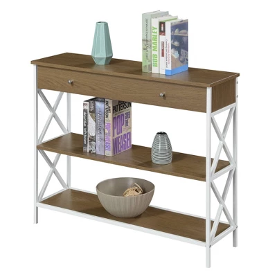 Tucson 1 Drawer Console Table With Shelves Driftwood/White - Breighton Home 2 Tucson 1 Drawer Console Table With Shelves Driftwood/White - Breighton Home - Image 2