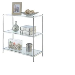 30.25" Royal Crest 3 Tier Bookcase Chrome - Breighton Home