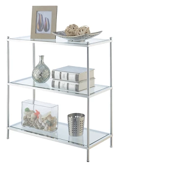 30.25" Royal Crest 3 Tier Bookcase Chrome - Breighton Home 1 30.25" Royal Crest 3 Tier Bookcase Chrome - Breighton Home
