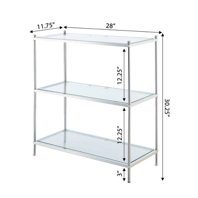 30.25" Royal Crest 3 Tier Bookcase Chrome - Breighton Home 5 30.25" Royal Crest 3 Tier Bookcase Chrome - Breighton Home - Image 5