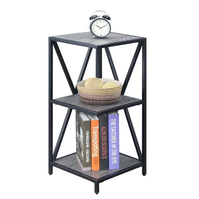 28" Tucson Metal 3 Tier Corner Bookcase Weathered Gray/Black - Breighton Home 2 28" Tucson Metal 3 Tier Corner Bookcase Weathered Gray/Black - Breighton Home - Image 2