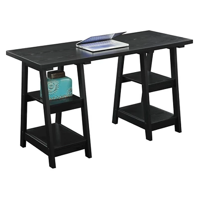 Designs2Go Double Trestle Desk With Shelves - Breighton Home 1 Designs2Go Double Trestle Desk With Shelves - Breighton Home