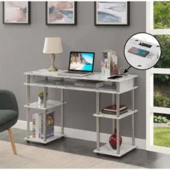 Deals Breighton Home Store 29 Designs2Go No Tools Student Desk With Charging Station And Shelves - Breighton Home