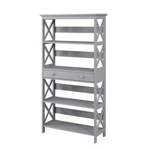 59.75" Oxford 5 Tier Bookcase With Drawer - Breighton Home 7 59.75" Oxford 5 Tier Bookcase With Drawer - Breighton Home - Image 7