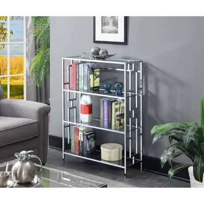 42.75" Town Square Chrome 4 Tier Bookcase Chrome - Breighton Home 1 42.75" Town Square Chrome 4 Tier Bookcase Chrome - Breighton Home