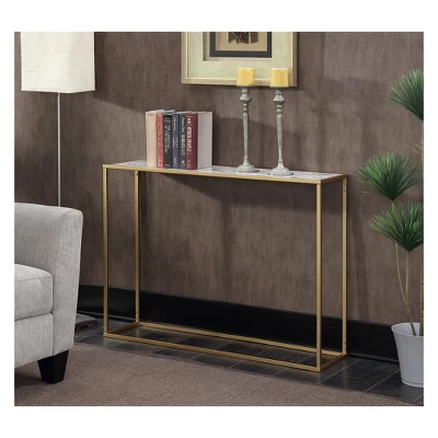 Gold Coast Faux Marble Console Table Gold - Breighton Home 2 Gold Coast Faux Marble Console Table Gold - Breighton Home - Image 2
