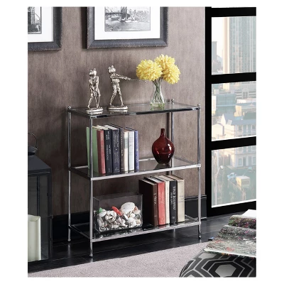 30.25" Royal Crest 3 Tier Bookcase Chrome - Breighton Home 2 30.25" Royal Crest 3 Tier Bookcase Chrome - Breighton Home - Image 2