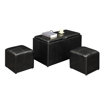 Sheridan Storage Bench W/2 Side Ottomans Black - Breighton Home 4 Sheridan Storage Bench W/2 Side Ottomans Black - Breighton Home - Image 4