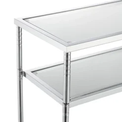Tudor Console Table With Shelf Clear Glass/Chrome - Breighton Home -Deals Breighton Home Store GUEST a65a046f 791f 4068 8b95 f7460fb42f42