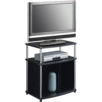 Designs2Go TV Stand For TVs Up To 25" With Black Glass Storage Cabinet And Shelf - Breighton Home 1 Designs2Go TV Stand For TVs Up To 25" With Black Glass Storage Cabinet And Shelf - Breighton Home