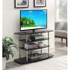 Designs2Go No Tools Wide Highboy 4 Tier TV Stand For TVs Up To 43" Black - Breighton Home 2 Designs2Go No Tools Wide Highboy 4 Tier TV Stand For TVs Up To 43" Black - Breighton Home - Image 2