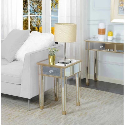 Gold Coast Mirrored End Table With Drawer - Breighton Home 1 Gold Coast Mirrored End Table With Drawer - Breighton Home