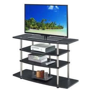 Designs2Go No Tools Wide Highboy 4 Tier TV Stand For TVs Up To 43" Black - Breighton Home 1 Designs2Go No Tools Wide Highboy 4 Tier TV Stand For TVs Up To 43" Black - Breighton Home