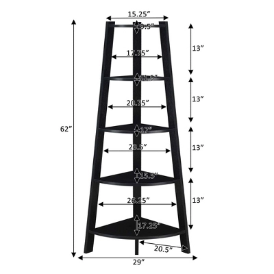 62" Newport 5 Tier Wide Corner Bookcase - Breighton Home 4 62" Newport 5 Tier Wide Corner Bookcase - Breighton Home - Image 4
