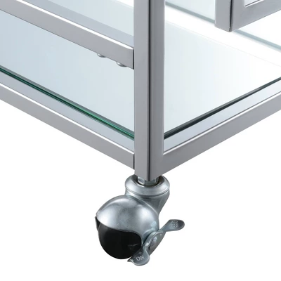 Town Square Bar Cart Clear Glass/Mirror/Chrome - Breighton Home 3 Town Square Bar Cart Clear Glass/Mirror/Chrome - Breighton Home - Image 3