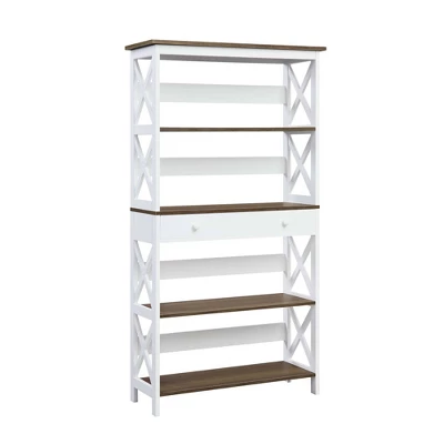 59.75" Oxford 5 Tier Bookcase With Drawer - Breighton Home 5 59.75" Oxford 5 Tier Bookcase With Drawer - Breighton Home - Image 5