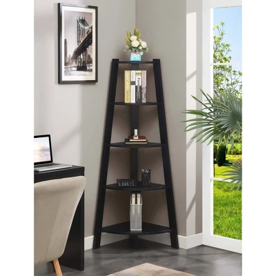 62" Newport 5 Tier Wide Corner Bookcase - Breighton Home 1 62" Newport 5 Tier Wide Corner Bookcase - Breighton Home