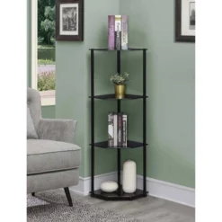 46.5" Designs2Go Classic Glass 4 Tier Corner Shelf - Breighton Home