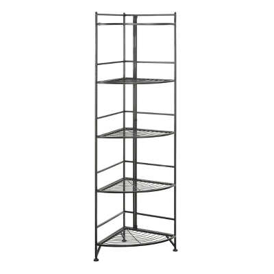 57.5" 5 Tier Folding Metal Corner Shelf - Breighton Home 4 57.5" 5 Tier Folding Metal Corner Shelf - Breighton Home - Image 4