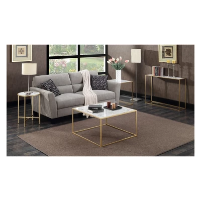 Gold Coast Faux Marble Console Table Gold - Breighton Home 3 Gold Coast Faux Marble Console Table Gold - Breighton Home - Image 3